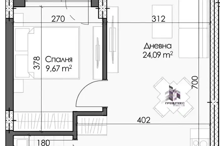 Двустаен апартамент в Кършияка, Пловдив с асансьор