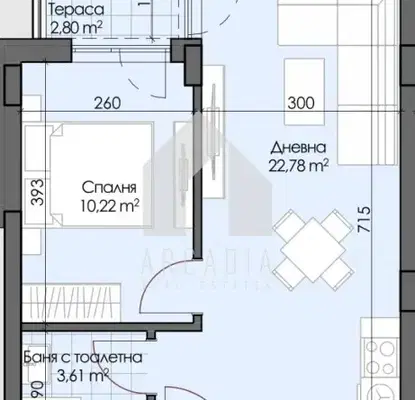 Снимка 2 — Двустаен апартамент в Кършияка с тераса и асансьор