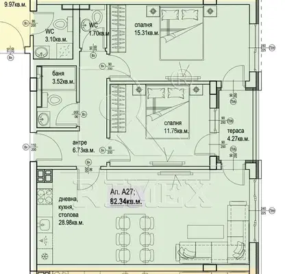 Photo 2 — Three-room apartment with functional layout in Karshiyaka, Plovdiv