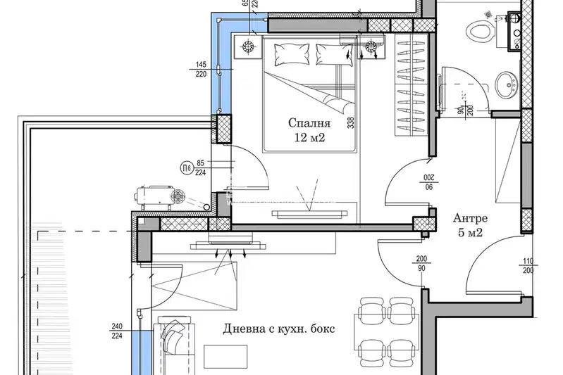 Two-room apartment in Kyuchuk Parizh, Plovdiv with terrace