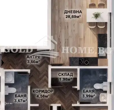 Снимка 3 — Тристаен апартамент в Кючук Париж, Пловдив с тераса