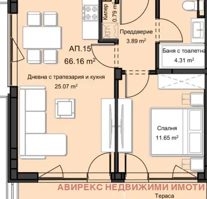 Снимка 2 — Двустаен апартамент в Остромила, Пловдив, ново строителство