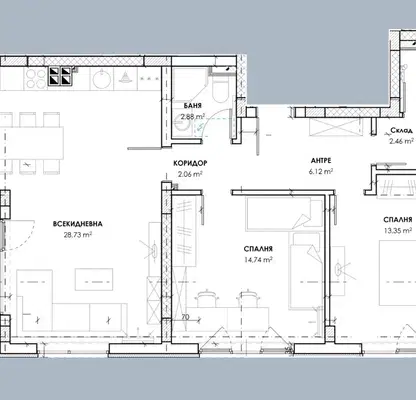 Photo 3 — Three-room apartment in the Otdukh i Kultura district with terrace