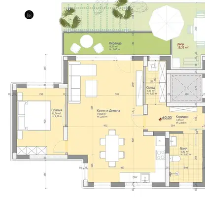Photo 2 — Two-room apartment with veranda in the Prosflav district, Plovdiv