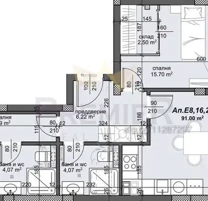 Снимка 2 — Тристаен апартамент в Тракия, Пловдив с тераса на 9-ти етаж