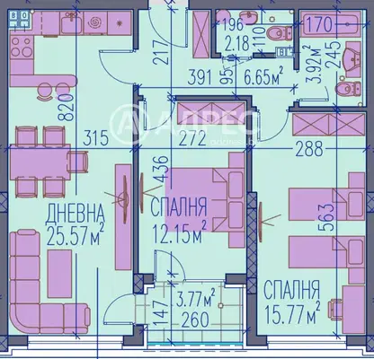 Снимка 4 — Тристаен апартамент в Тракия, Пловдив с тераса и асансьор