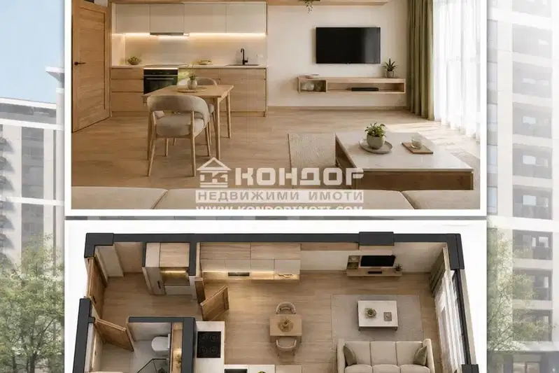 One-room apartment in Kyuchuk Parij, Plovdiv with elevator
