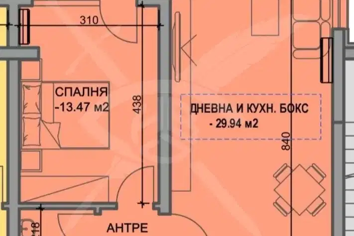 Two-room apartment 77 sq m in Yuzhen district, Plovdiv