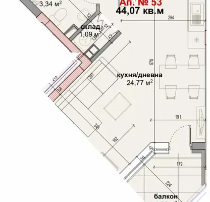 Снимка 2 — Едностаен апартамент на първа линия море в Приморско