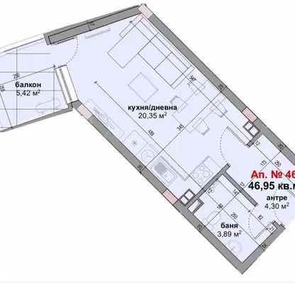 Снимка 2 — Едностаен апартамент на първа линия море в Приморско