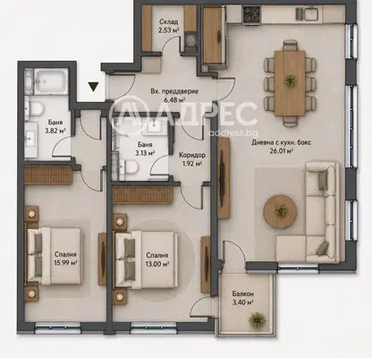 Photo 4 — Three-room apartment with terrace in Banishora, Sofia