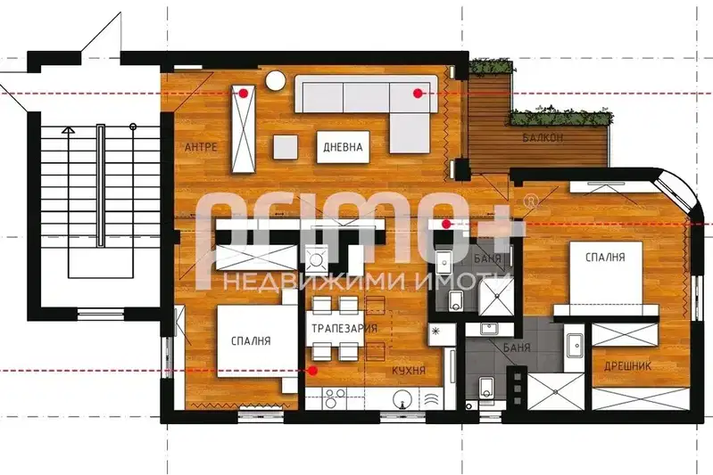3-room apartment in Center, Sofia with balcony and attic space