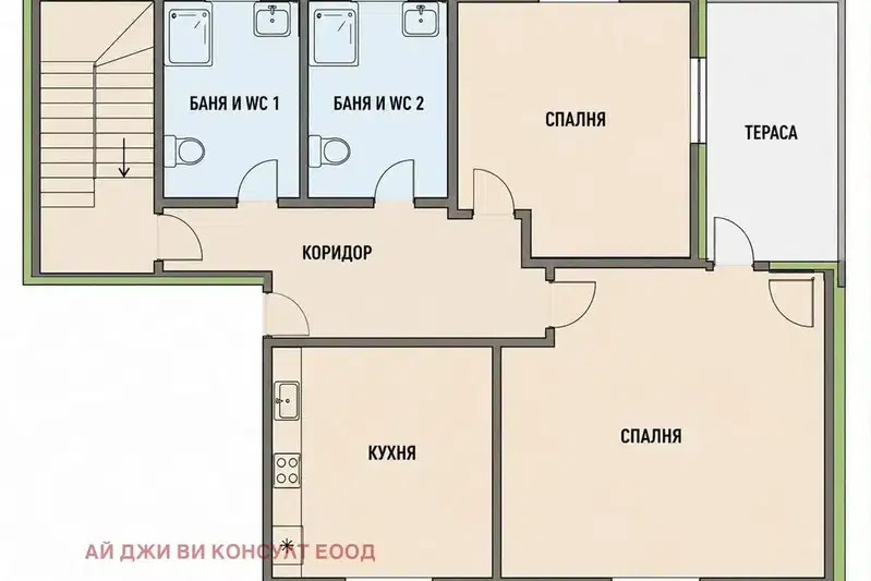 Three-room apartment in Center with large terrace