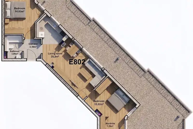 Three-room apartment with large terrace in Druzhba 1, Sofia