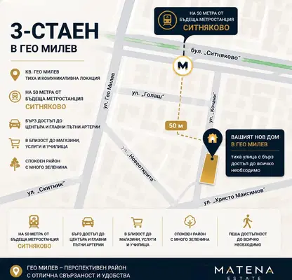 Снимка 3 — Тристаен апартамент с допълнително помещение в Гео Милев, София