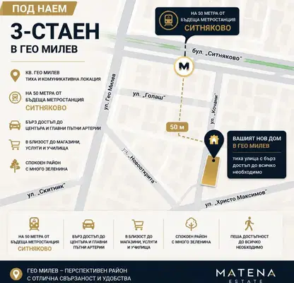 Снимка 4 — 3-стаен апартамент с климатизация в Гео Милев, София