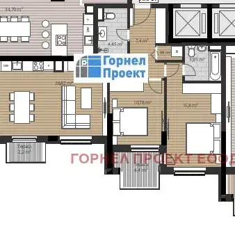 Снимка 2 — Тристаен апартамент в Изгрев с югоизточно изложение