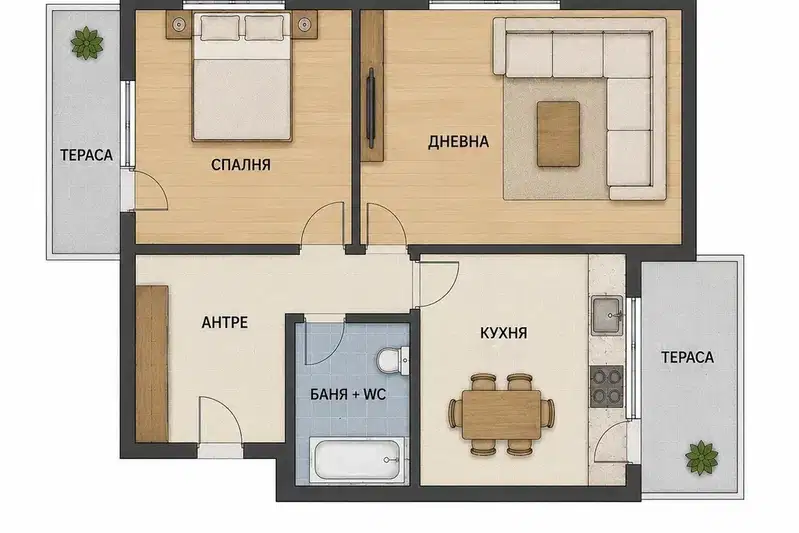 Two-room apartment with parking space in Iztok district, Sofia