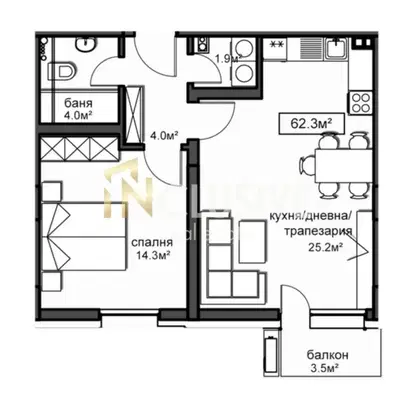 Photo 5 — Two-room apartment in Krasno selo with a view of Vitosha