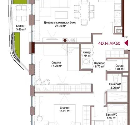 Photo 3 — Three-room apartment with parking in Lozenets, Cherni Vrah Blvd