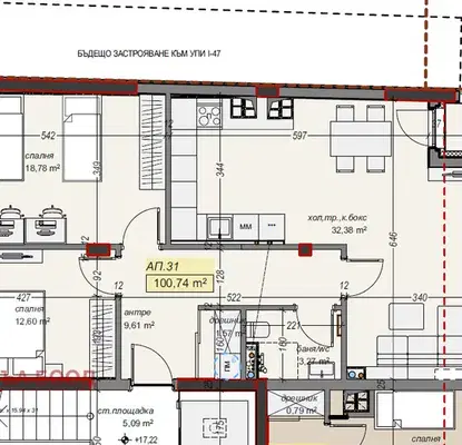 Photo 2 — Three-room apartment with panoramic terrace in Lyulin 10, Sofia