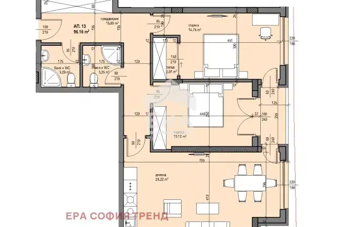 Three-room apartment with two terraces in Lyulin 9, Sofia