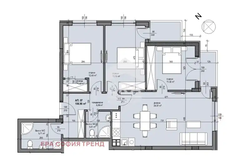Four-room apartment in Lyulin 9 with two terraces