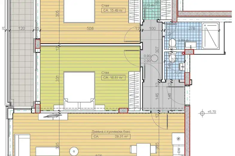 Three-room apartment with terrace in m-t Gardova glava, Sofia