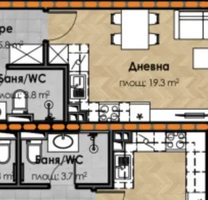 Снимка 4 — Едностаен апартамент в Малинова долина с ново строителство