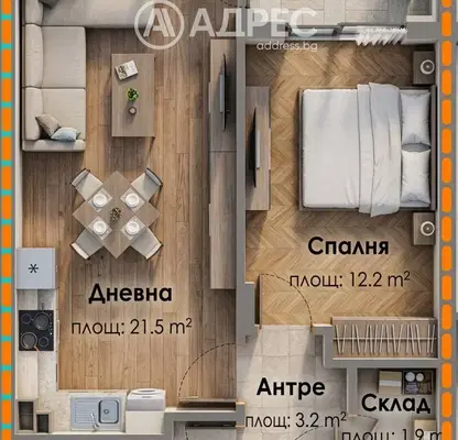 Снимка 4 — Двустаен апартамент в Малинова долина с асансьор