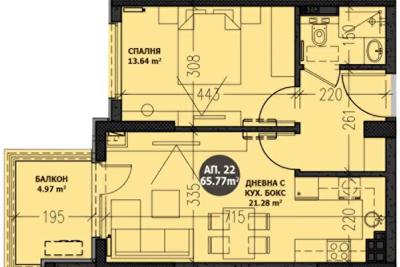 Two-room apartment with terrace in Malinova dolina, Sofia