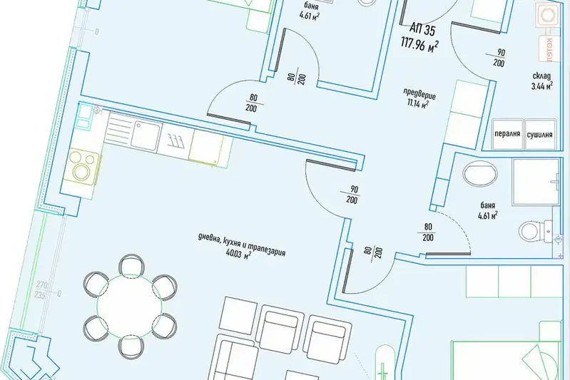 Three-room apartment in Malinova Dolina with Vitosha view