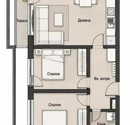 Photo 2 — Three-room apartment in Malinova dolina with balcony, new-build