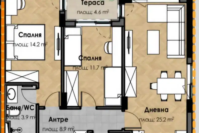 Three-room apartment in Malinova dolina with terrace, Sofia
