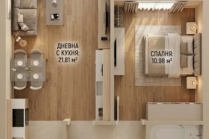 Two-room apartment with terrace in Mladost 1, Sofia