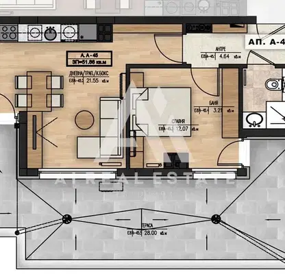 Photo 2 — Two-room apartment with large terrace in Mladost 1A, Sofia