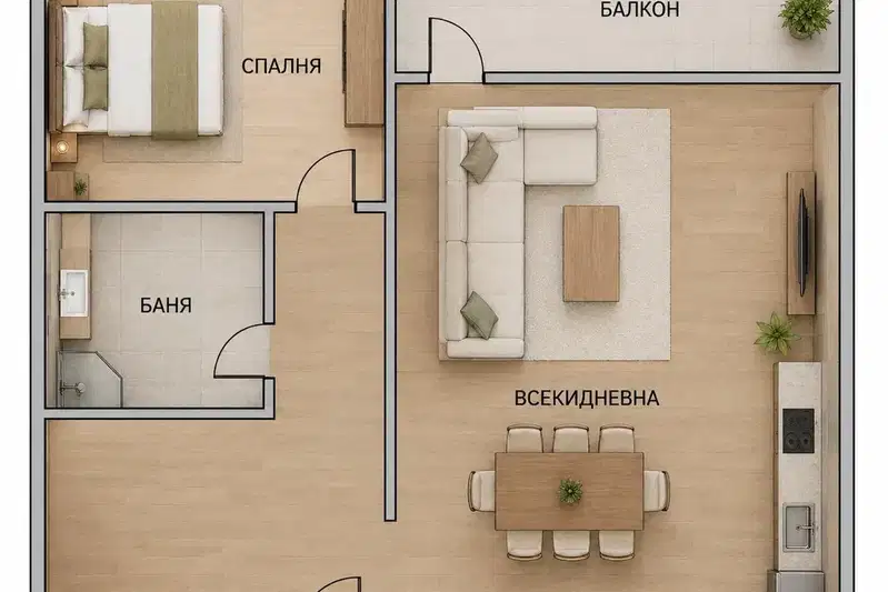 Two-room apartment in Mladost 4 with balcony and basement