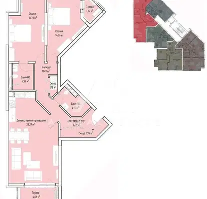 Photo 2 — Three-room apartment with two terraces in Mladost 4, Sofia
