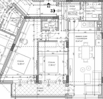 Photo 4 — Three-room apartment with south aspect in Obelya 1, Sofia