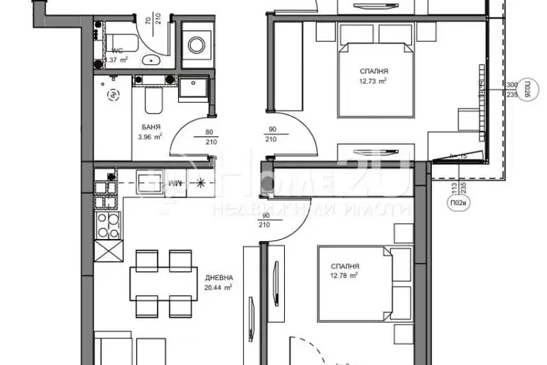 Four-room apartment with potential for conversion in Obelya