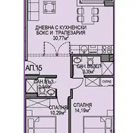 Снимка 3 — 3-стаен апартамент в Обеля 2 с асансьор и видеонаблюдение