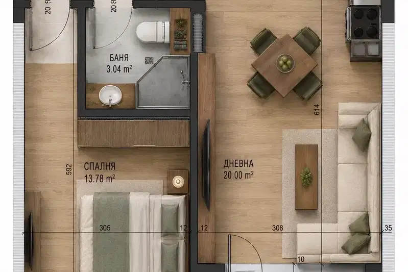 Two-room apartment with Vitosha view in Ovcha kupel