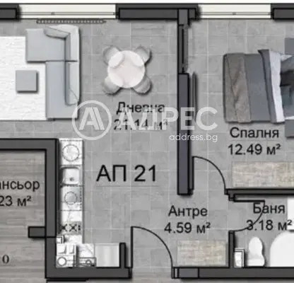 Снимка 4 — Двустаен апартамент в Овча купел с високи тавани