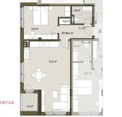 Снимка 4 — Двустаен апартамент с тераса в Овча купел, София