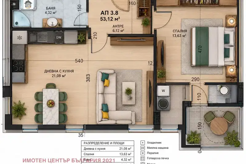 Two-room apartment with terrace in Ovcha kupel, Sofia