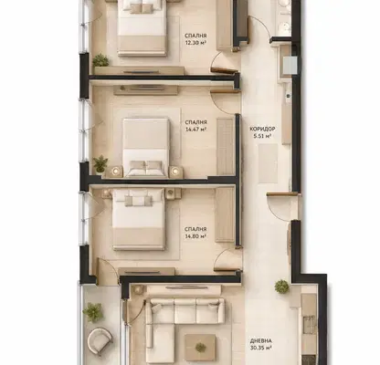 Photo 4 — Four-room apartment with south aspect in Slavia, Sofia