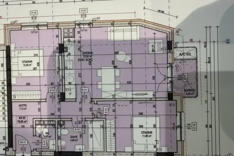 Three-room apartment in Suhata reka with balcony and new-build