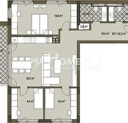 Снимка 5 — Просторен 4-стаен апартамент в Сухата река с тераса