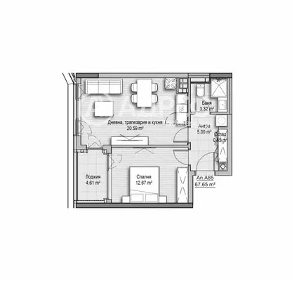 Photo 4 — Two-room apartment with large windows in Vitosha district, Sofia