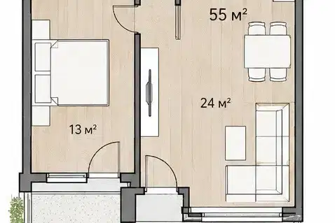 Two-room apartment with yard in Vitosha district, Sofia